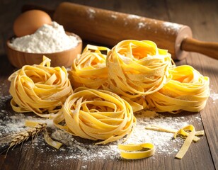 Fresh pasta nestled in flour