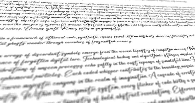 Scroll animation design of a fictional letter with handwritten letters and fake text scrolling down on a black background.