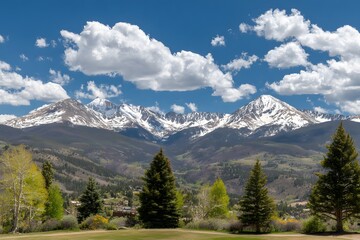 Fototapeta premium Majestic Mountain Range Beneath A Gorgeous Blue Sky