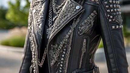 Close-up studded leather jacket (1)