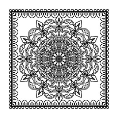 Mehndi flower pattern for Henna drawing and tattoo. Decoration in ethnic oriental  Indian style. Doodle ornament. Outline hand draw vector illustration.