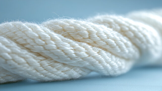 Detailed close-up of thick, textured white rope evokes strength and reliability