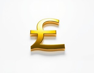 Fototapeta premium Golden Pound Sterling Currency Symbol on White Background