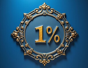 Golden One Percent Emblem on Blue Background 1 percent