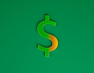 Green dollar sign with golden gradient money finance