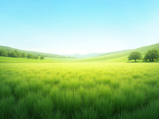 Obraz premium green field and blue sky
