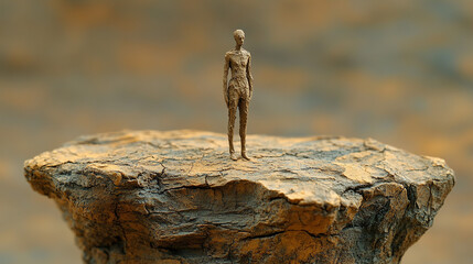 Obraz premium Lone figure standing strong on a rock, a symbol of resilience and determination