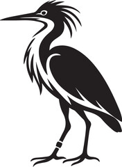 Heron bird icon black and white vector, Wildlife bird minimalist design