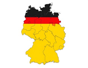 Obraz premium Detailed Germany Map with Flag Colors Showcasing Regional Borders and Divisions
