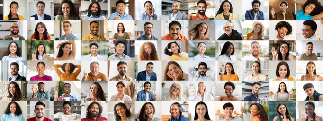 A vibrant collage showcases a diverse group of happy individuals, highlighting multiracial and...