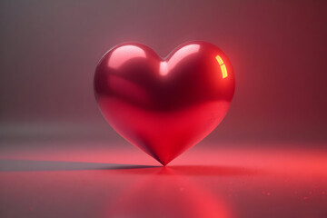 Red Heart Shape on Red Background Love and Romance Concept