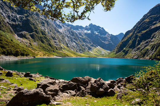 View of Lake Marian, Fiordland, New Zealand
