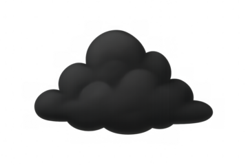 3d rendering of a dark cloud floating against a transparent background, symbolizing an impending storm or negative mood