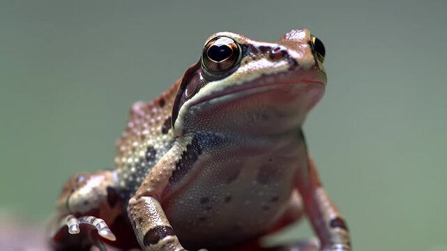 Close-up Portrait of a Brown Frog in its Natural Habitat