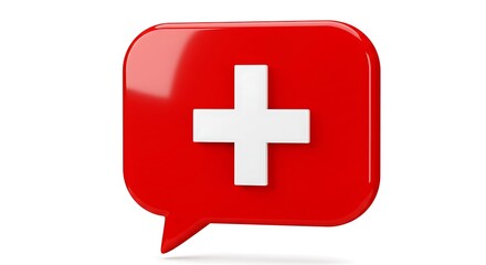 Fototapeta premium Red speech bubble with swiss cross isolated on white background
