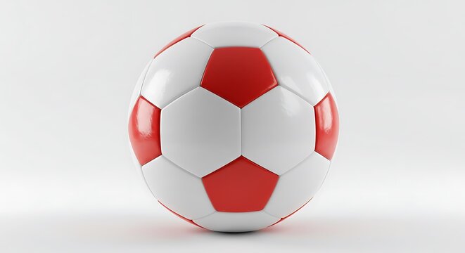 Red and white soccer ball isolated on white background