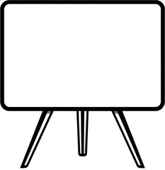 Simple outline of a blank whiteboard or presentation screen on tripod stands