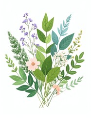 A beautiful arrangement of various botanical leaves and flowers, perfect for nature-inspired designs.