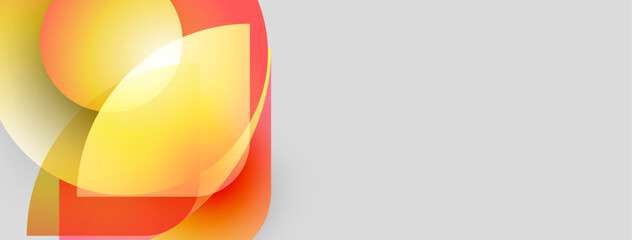 Abstract shapes overlap, creating warm color gradients. Design features smooth transitions, suggesting energy, movement. Simple background provides contrast.