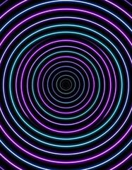 Vibrant neon circles creating a mesmerizing optical illusion in vivid colors.