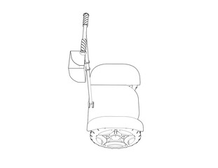 Obraz premium Detailed Wireframe of Self-Balancing Electric Scooter: Technical Line Art Outline for Product Design, Engineering, Urban Mobility Solutions, Futuristic Transport and Smart Personal Vehicle Render.
