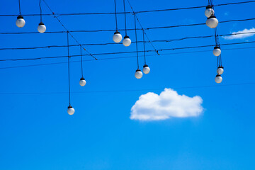 Flashlights in the town park in the afternoon