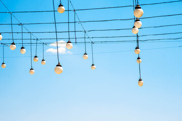 Flashlights with different colours in the town park