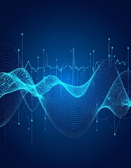Abstract representation of sound waves and frequencies in a digital landscape, showcasing modern technology.