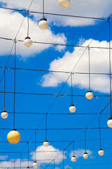 Flashlights with different colours in the town park