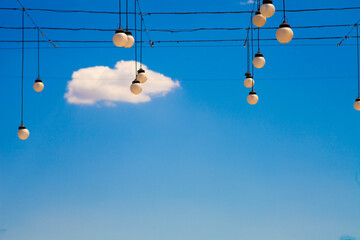 Flashlights in the town park in the afternoon