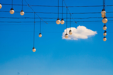 Flashlights in the town park in the afternoon