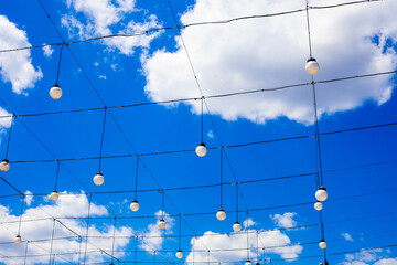 Flashlights in the town park in the afternoon