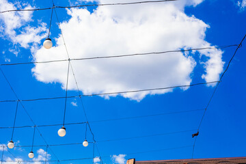 Flashlights in the town park in the afternoon