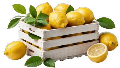 Fresh Lemons in Wooden Crate