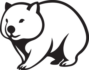 Wombat logo design minimal vector, Black and white marsupial icon