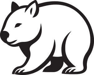 Simple wombat illustration on white design, Black and white marsupial vector