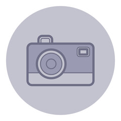 Minimalist camera icon displayed on circular background