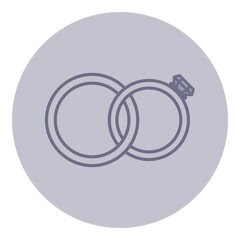 Two rings intertwined, featuring diamond on one. Love and commitment concept. Suitable for announcements or invitations for weddings and engagements