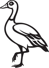 Wading bird black and white illustration, Shoreline bird stylized vector art