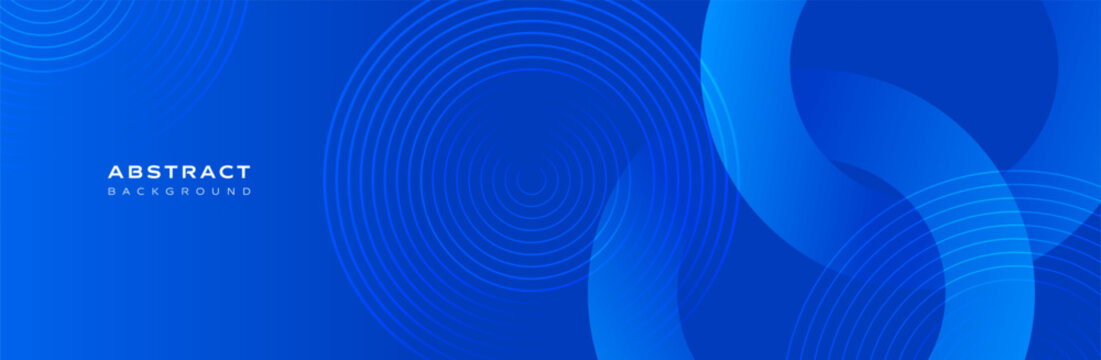 Abstract blue vector background with concentric circles and transparent curved shapes. Minimal and modern design. Ideal for web headers, cover pages, presentations, and digital use