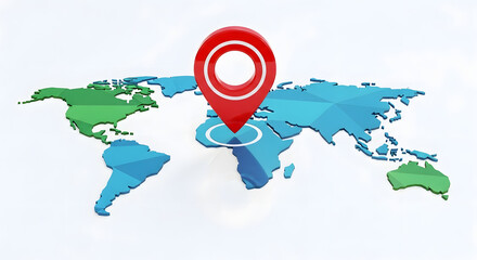 Red location marker pinpoints Africa on a stylized world map.