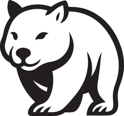 Wombat icon stylized black and white, Marsupial animal minimal design