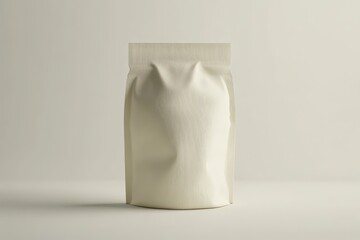 Empty, light beige,  food packaging pouch.