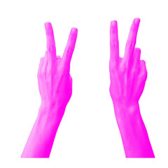 Obraz premium Hand Gesture with Halftone Style on Transparent Background