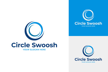 Abstract circle swoosh logo design template vector illustration