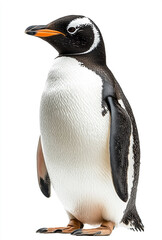 Fototapeta premium Solitary Gentoo Penguin in Crisp Studio Lighting Against a White Backdrop