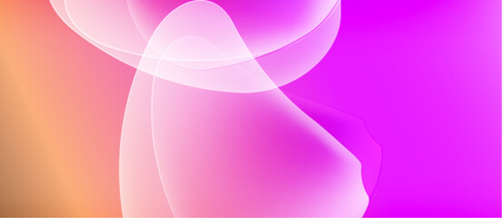 Abstract shapes blend, creating soft gradients. Pink, orange hues dominate composition. Smooth curves suggest fluidity, light interaction.