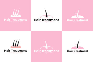 Set collection of hair treatments logo design vector illustration