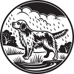 Vector black silhouette of a dog with a bone, a tattoo design for a pet lover