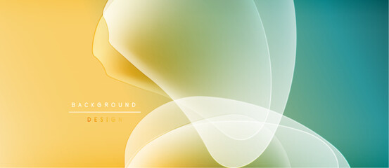 Abstract background features flowing shapes, soft gradients. Yellow, green, teal hues blend seamlessly creating modern design.